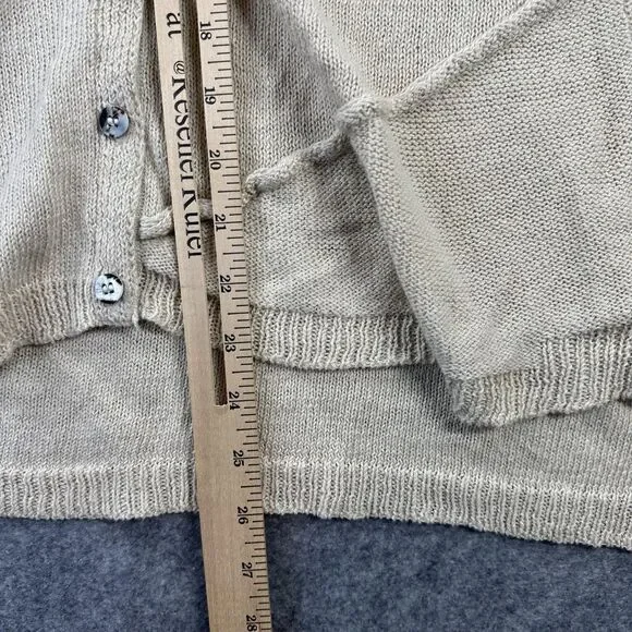 Sundance Sweater Womens Small Beige Linen Cotton Knit Button Front Cardigan - Picture 6 of 7